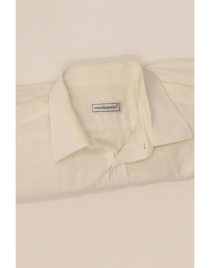 ROCCOBAROCCO Mens Shirt Size 17 43 XL White Vintage Roccobarocco and Second-Hand Roccobarocco from Messina Hembry 