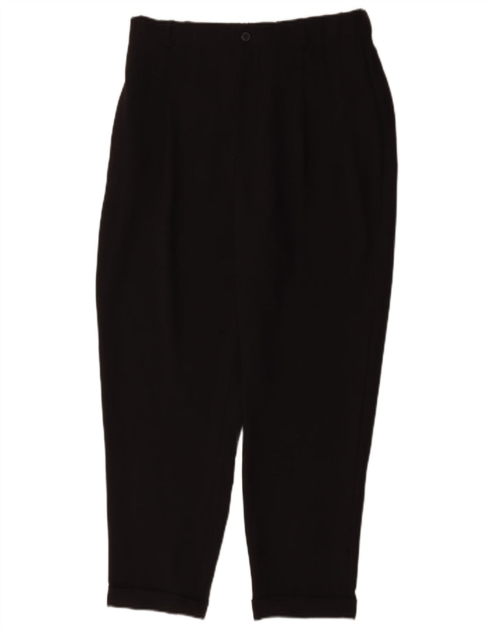 Zara Womens High Waist Cropped Trousers Large W32 L25 Black Polyester