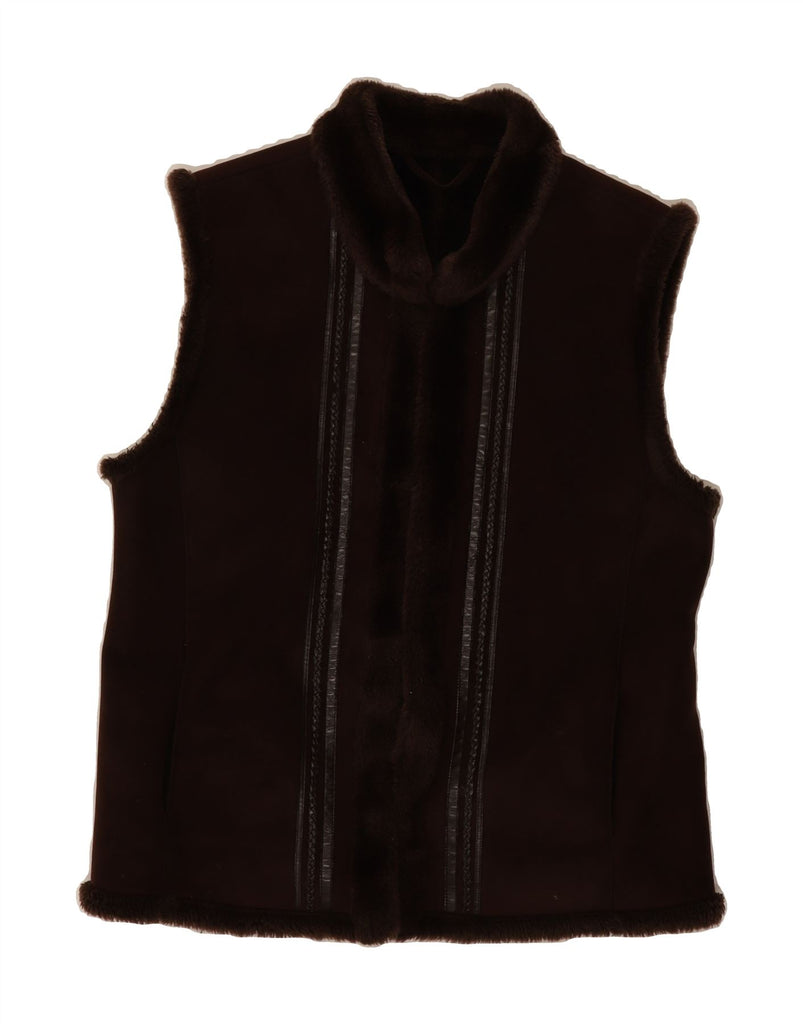 BASLER Womens Sherpa Gilet UK 16 Large  Brown Polyacrylic Vintage Basler and Second-Hand Basler from Messina Hembry 