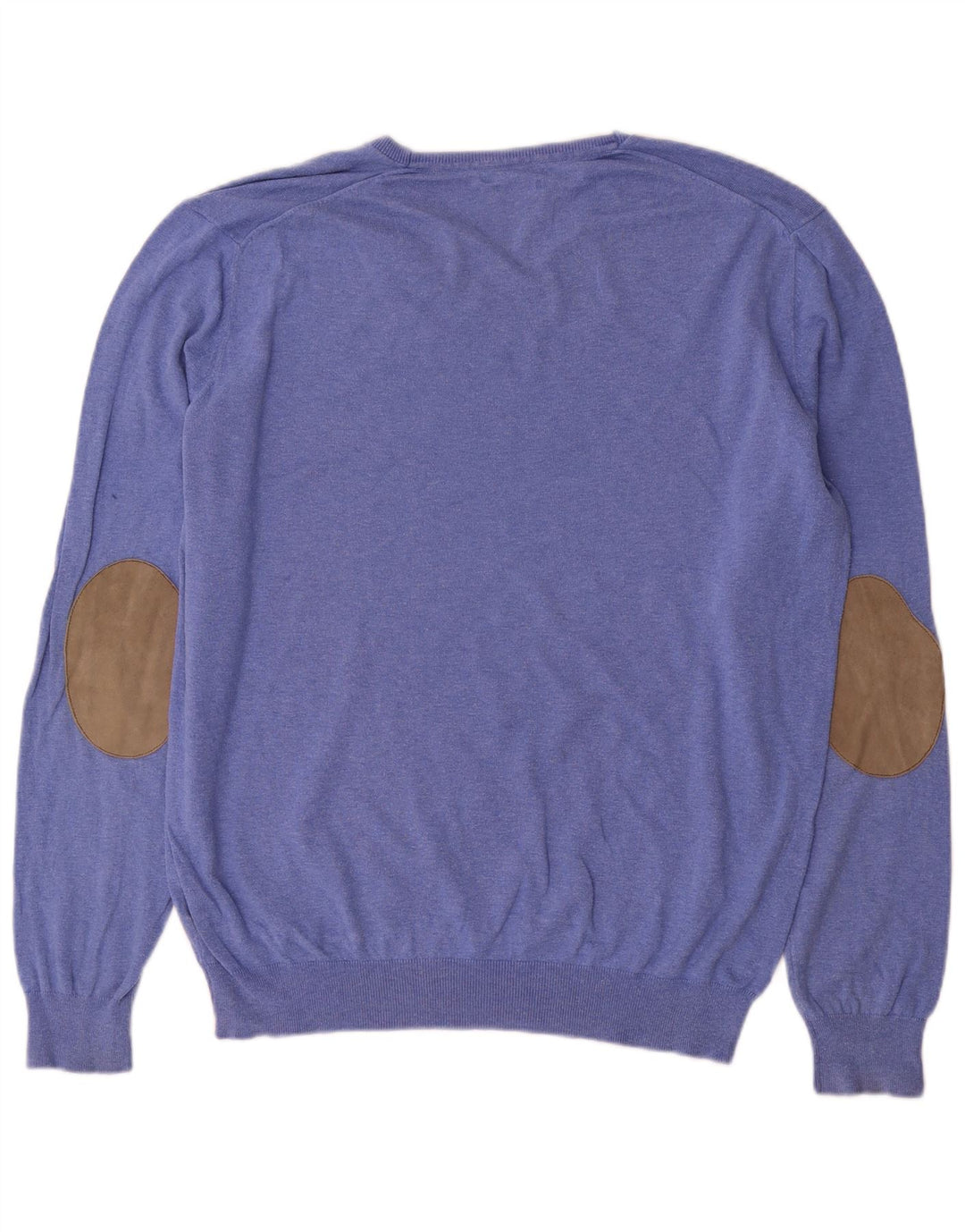 Massimo Dutti Mens V-Neck Jumper Sweater XL Blue Cotton