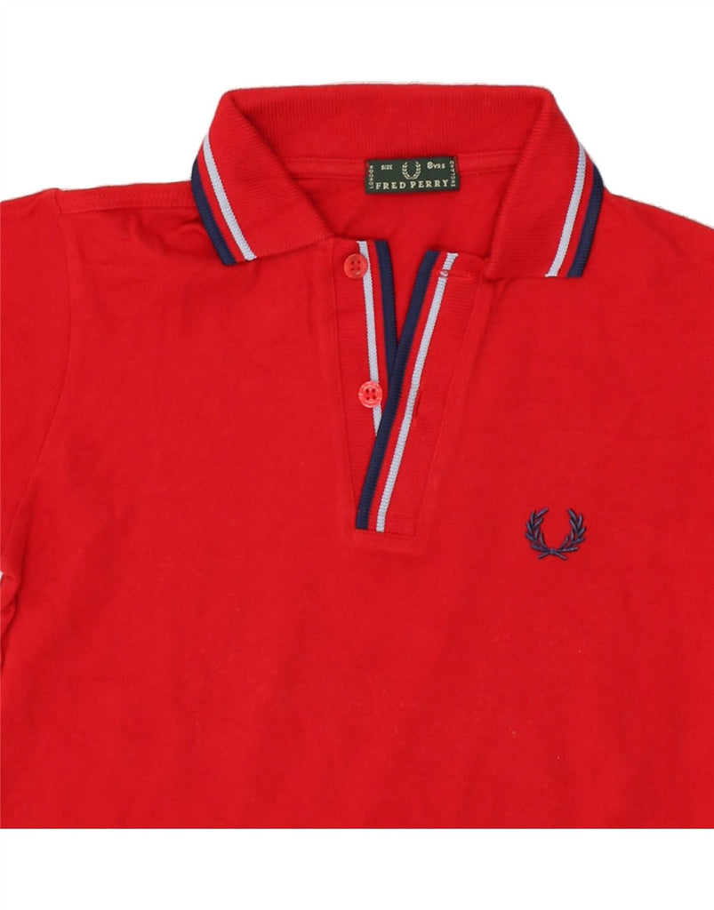 FRED PERRY Boys Polo Shirt 7-8 Years Red Cotton | Vintage Fred Perry | Thrift | Second-Hand Fred Perry | Used Clothing | Messina Hembry 