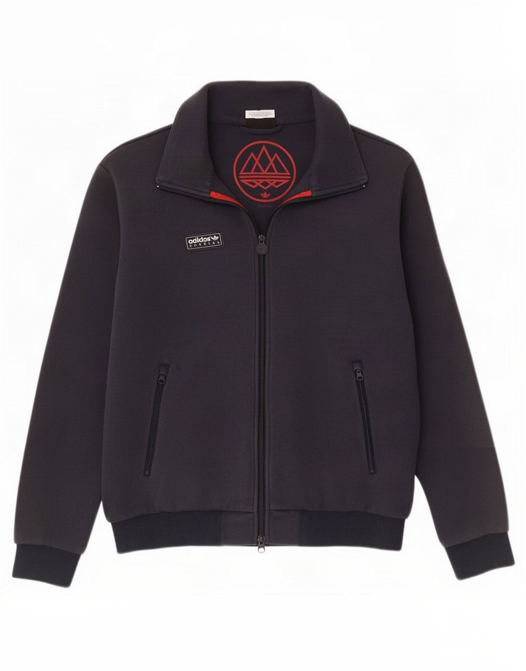 Adidas Mens Tracksuit Top Jacket Medium Navy Blue Colourblock Cotton