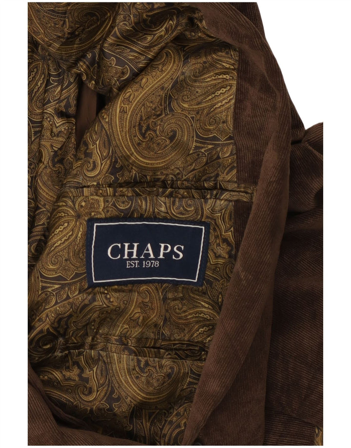 Chaps Mens 2 Button Corduroy Blazer Jacket UK 46 3XL Brown Cotton