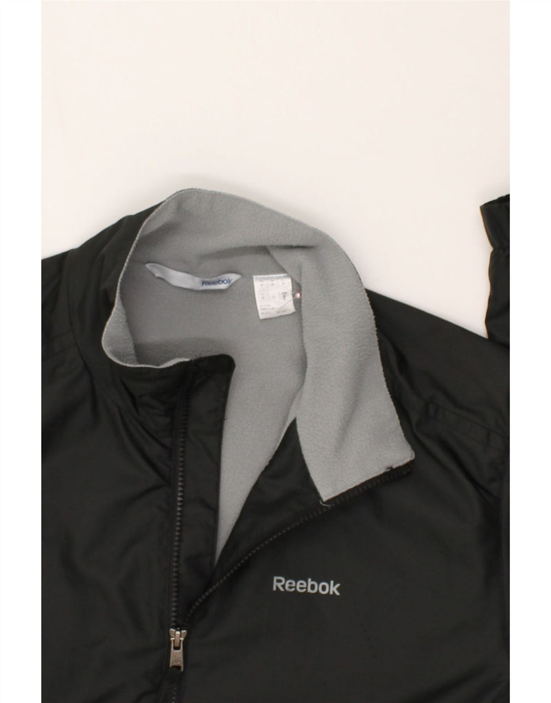 REEBOK Mens Bomber Jacket UK 38 Medium Black Polyester | Vintage Reebok | Thrift | Second-Hand Reebok | Used Clothing | Messina Hembry 