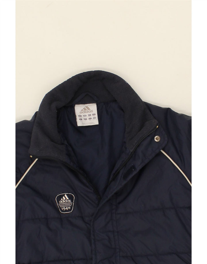 ADIDAS Boys Padded Jacket 11-12 Years Large Navy Blue Polyamide Vintage Adidas and Second-Hand Adidas from Messina Hembry 