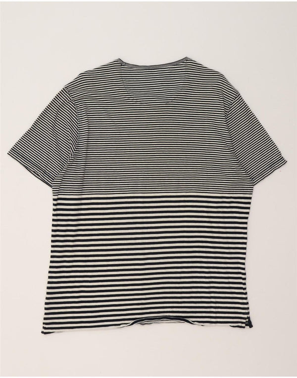 MASSIMO DUTTI Womens Casual Fit T-Shirt Top UK 20 2XL Black Striped Cotton