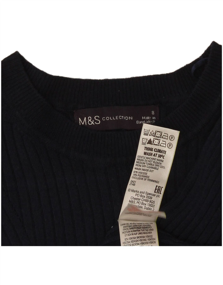 Marks & Spencer Womens Boat Neck Jumper Sweater UK 8 Small Navy Blue