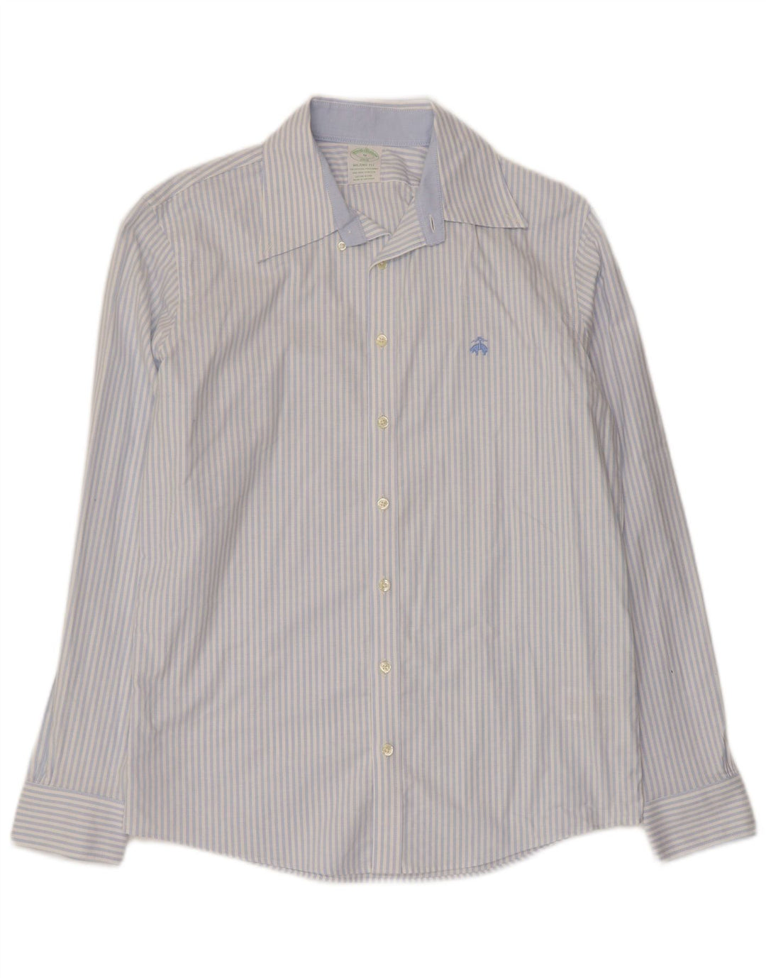 Brooks Brothers Mens Milano Shirt Medium Blue Striped Cotton