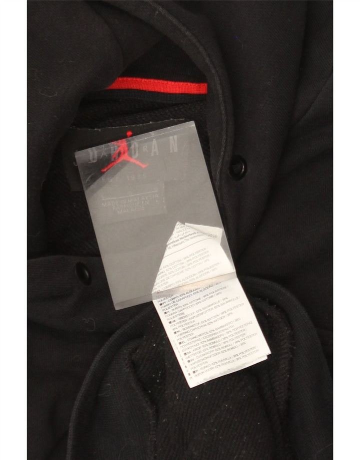 JORDAN Mens Graphic Hoodie Jumper Large Black Cotton
