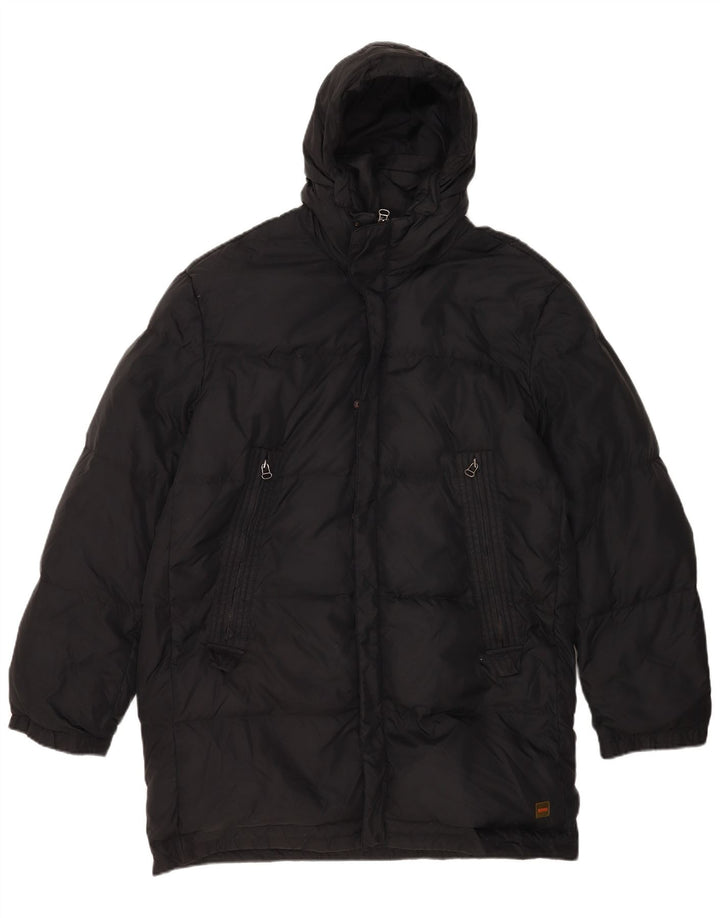 Hugo Boss Mens Hooded Padded Coat IT 50 Large Black Polyamide