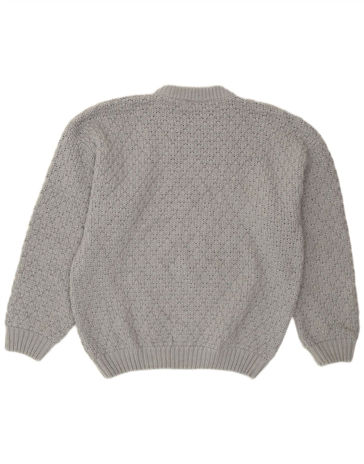 Vintage Mens Crew Neck Jumper Sweater Large Grey Wool