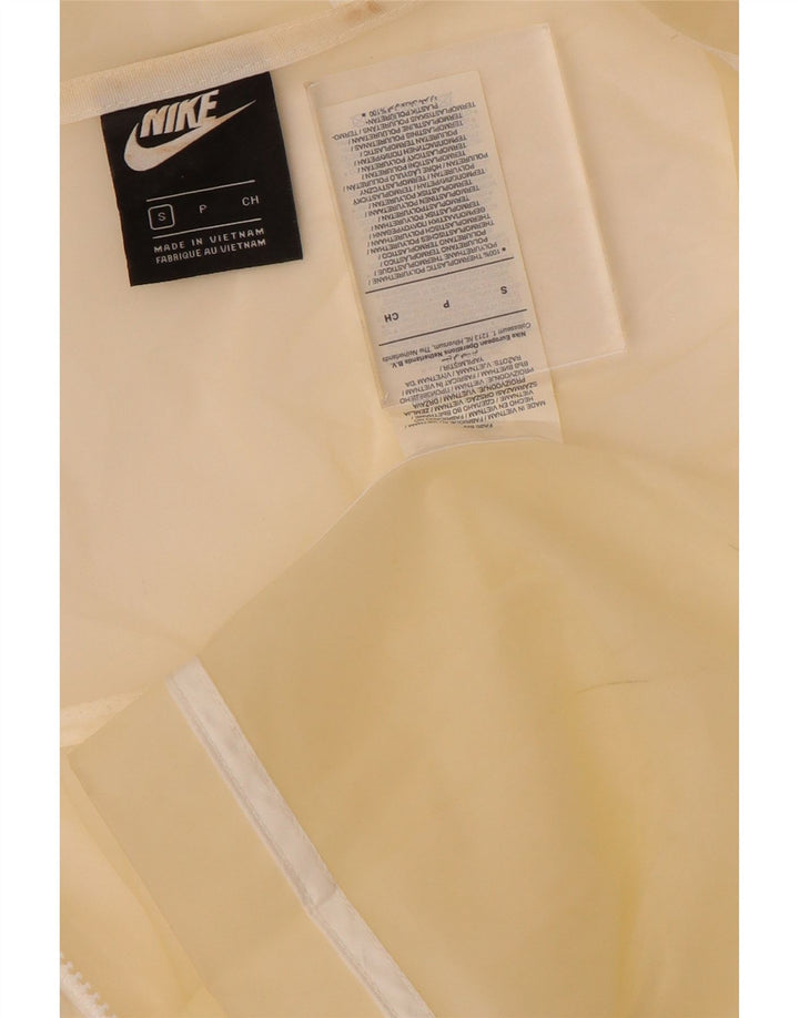 Nike Womens Hooded Oversized Rain Jacket UK 10 Small Off White Polyurethane