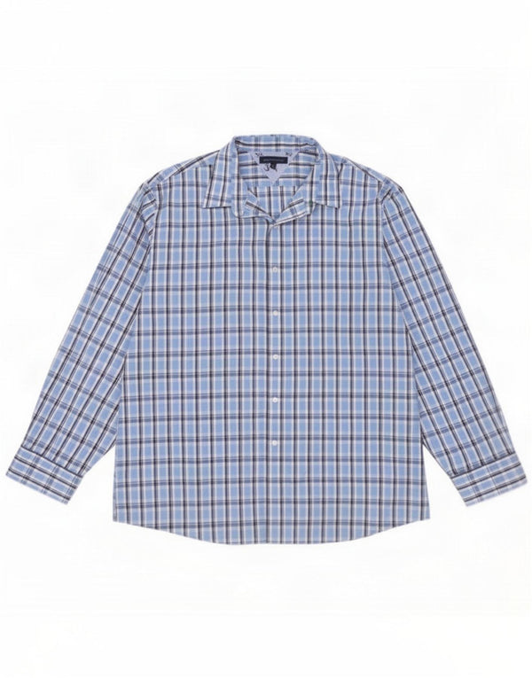 Tommy Hilfiger Mens Shirt Size 18 2XL Blue Plaid Cotton