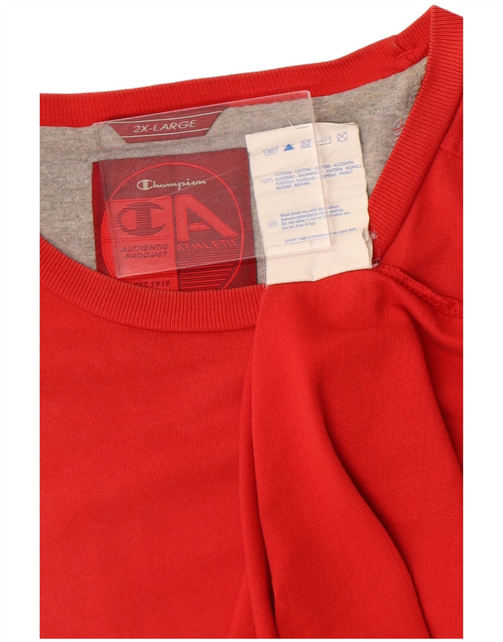 Champion Mens T-Shirt Top 2XL Red Cotton