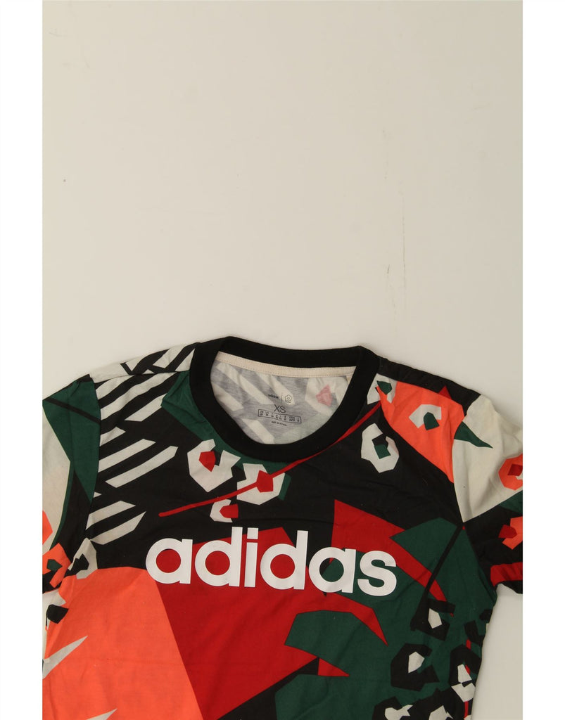 ADIDAS Womens Graphic T-Shirt Top UK 6 XS Multicoloured Colourblock Vintage Adidas and Second-Hand Adidas from Messina Hembry 