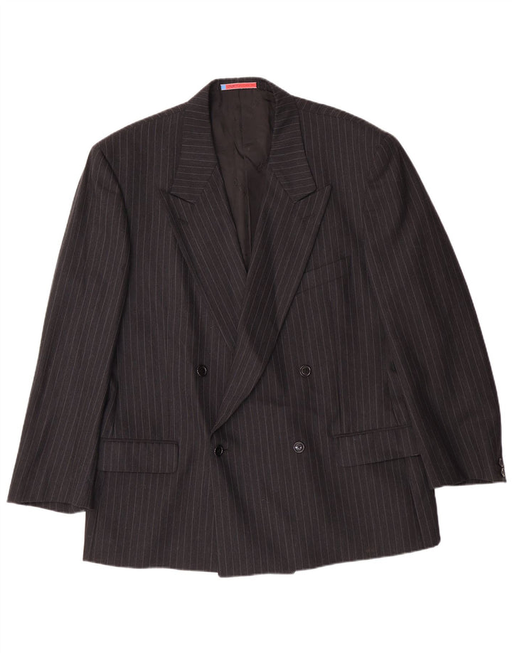 UNGARO Mens Blazer Jacket IT 54 2XL Black Pinstripe Classic