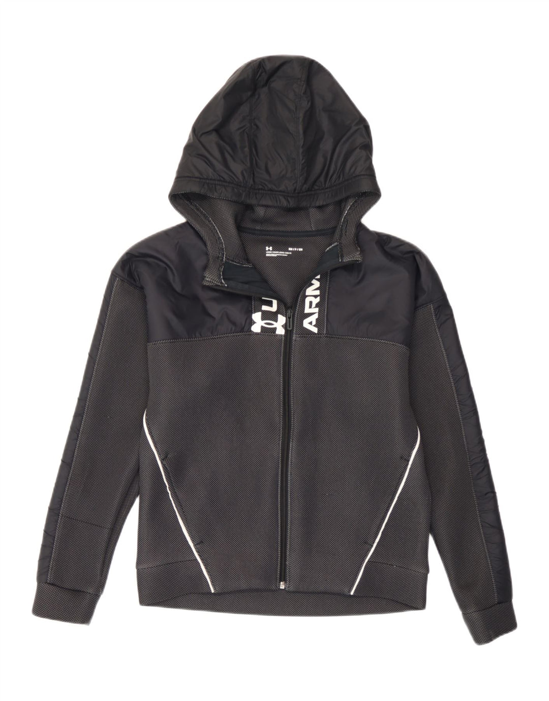 Under Armour Mens Graphic Zip Hoodie Sweater Small Black Spotted Polyester