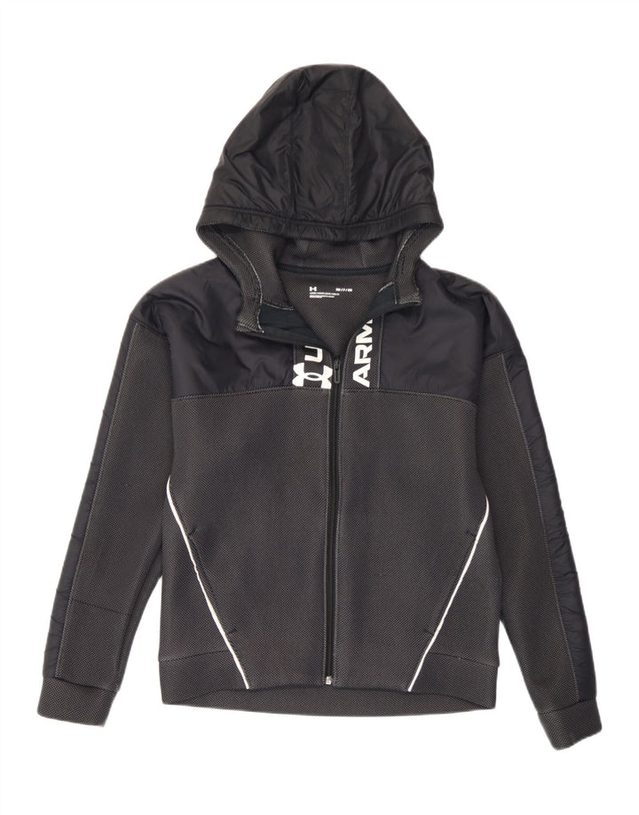 Under Armour Mens Graphic Zip Hoodie Sweater Small Black Spotted Polyester
