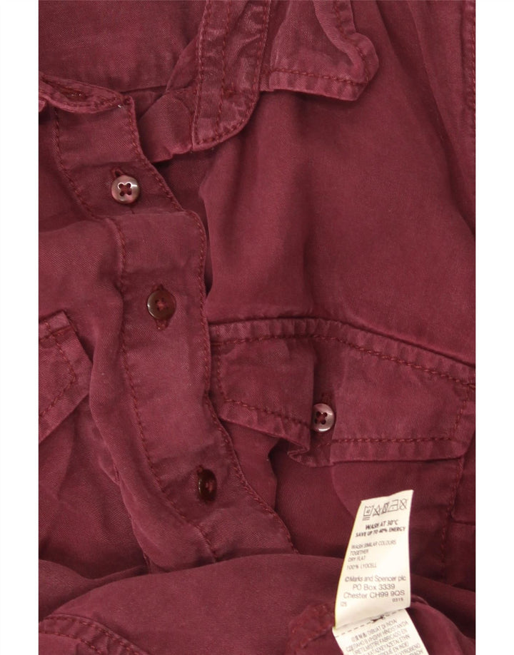 Marks & Spencer Womens Denim Shirt UK 10 Small  Burgundy Lyocell