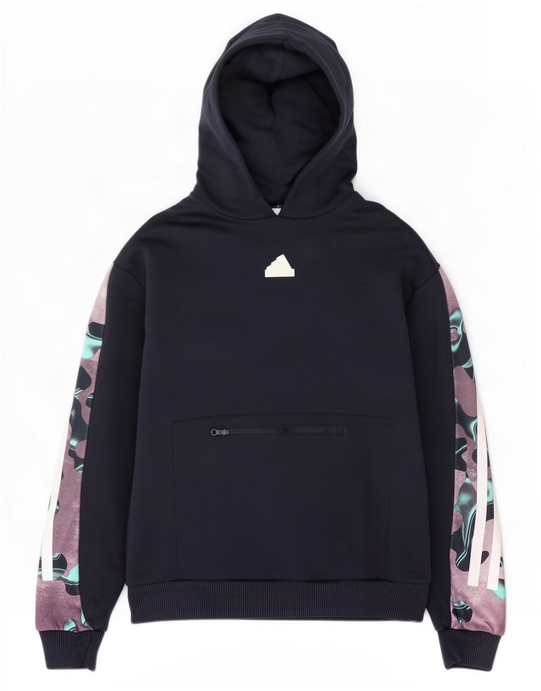 Adidas Mens Hoodie Jumper Small Navy Blue Camouflage Polyester