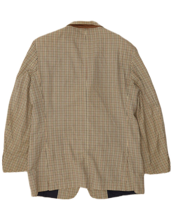 Stefanel Mens 3 Button Blazer Jacket UK 38 Medium Beige Check