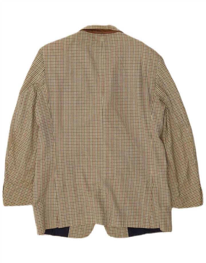 Stefanel Mens 3 Button Blazer Jacket UK 38 Medium Beige Check