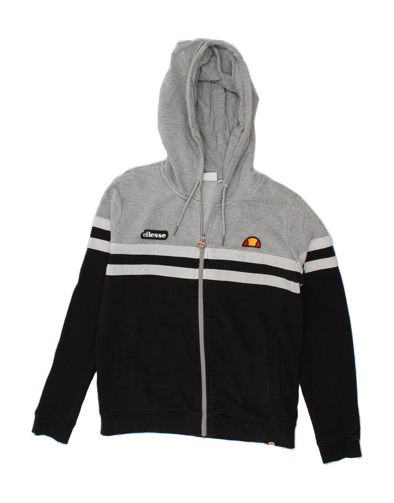 ELLESSE Mens Zip Hoodie Sweater Small Grey Colourblock Cotton Vintage Ellesse and Second-Hand Ellesse from Messina Hembry 