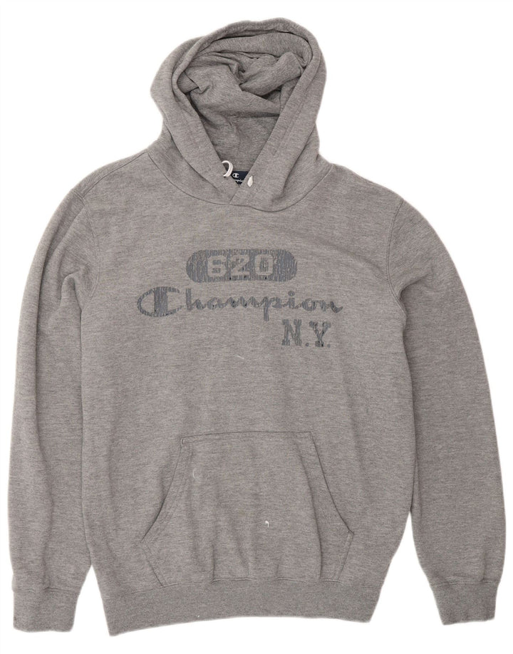 CHAMPION Mens Graphic Hoodie Jumper Medium Grey Cotton