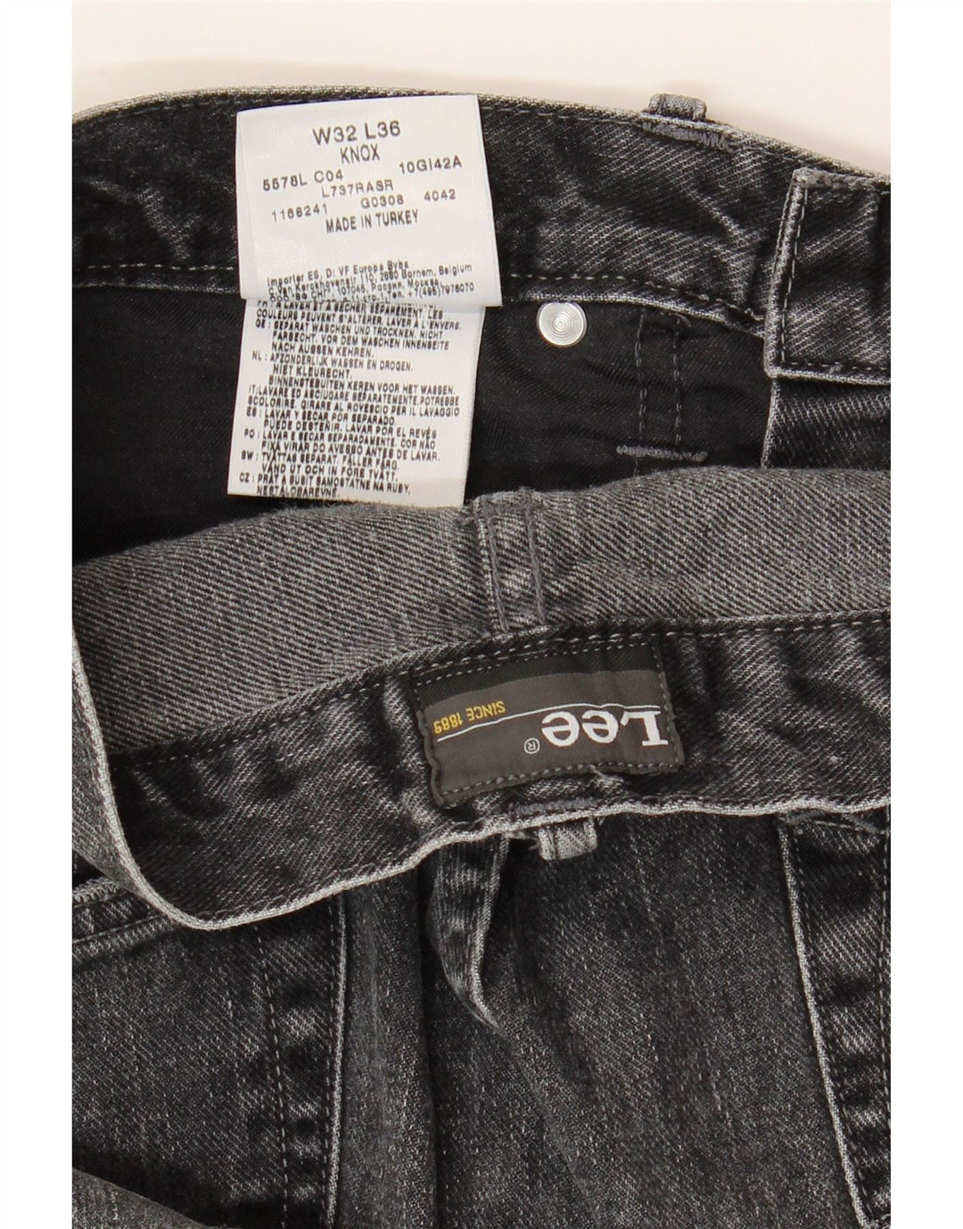 LEE Mens Knox Distressed Straight Jeans W32 L29 Grey Cotton