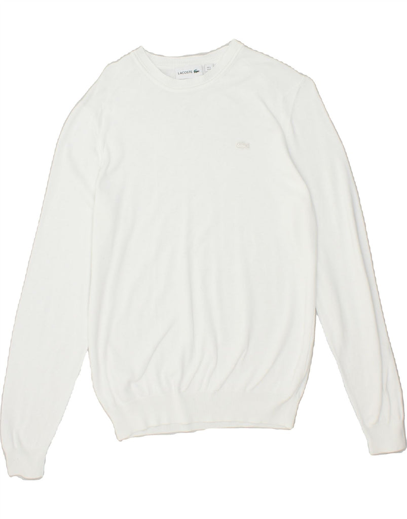 LACOSTE Mens Crew Neck Jumper Sweater Size 4 Medium White Cotton | Vintage Lacoste | Thrift | Second-Hand Lacoste | Used Clothing | Messina Hembry 