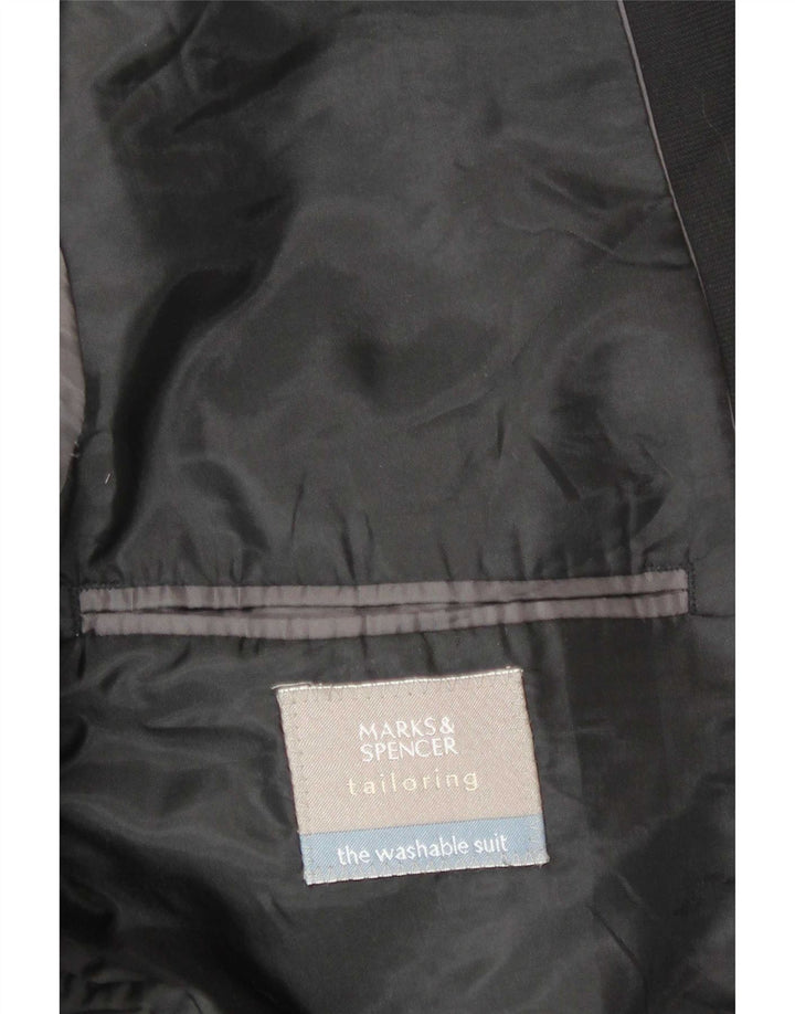 Marks & Spencer Mens 3 Button Blazer Jacket UK 40 Large Black