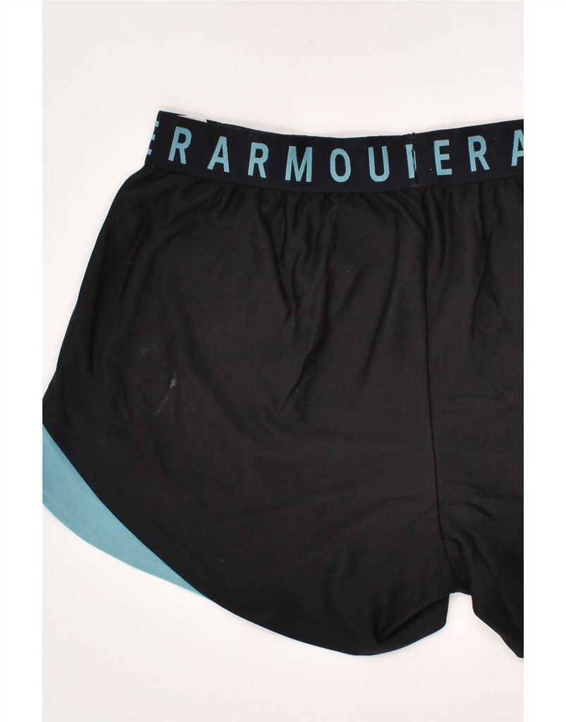 UNDER ARMOUR Womens Graphic Sport Shorts UK 14 Large Black Colourblock | Vintage Under Armour | Thrift | Second-Hand Under Armour | Used Clothing | Messina Hembry 