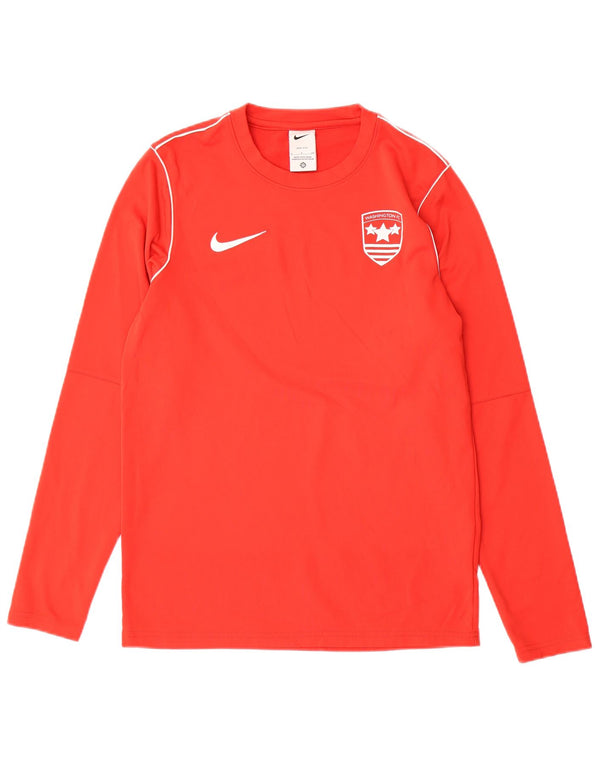 Nike Mens Dri Fit Top Long Sleeve Small Red Polyester