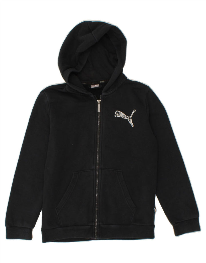 PUMA Boys Graphic Zip Hoodie Sweater 11-12 Years Black Cotton Vintage Puma and Second-Hand Puma from Messina Hembry 