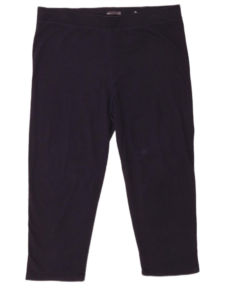 Marks & Spencer Womens Leggings UK 22 3XL Navy Blue Cotton