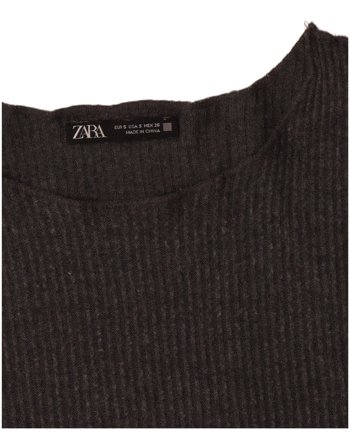 Zara Womens Top Long Sleeve UK 10 Small Grey