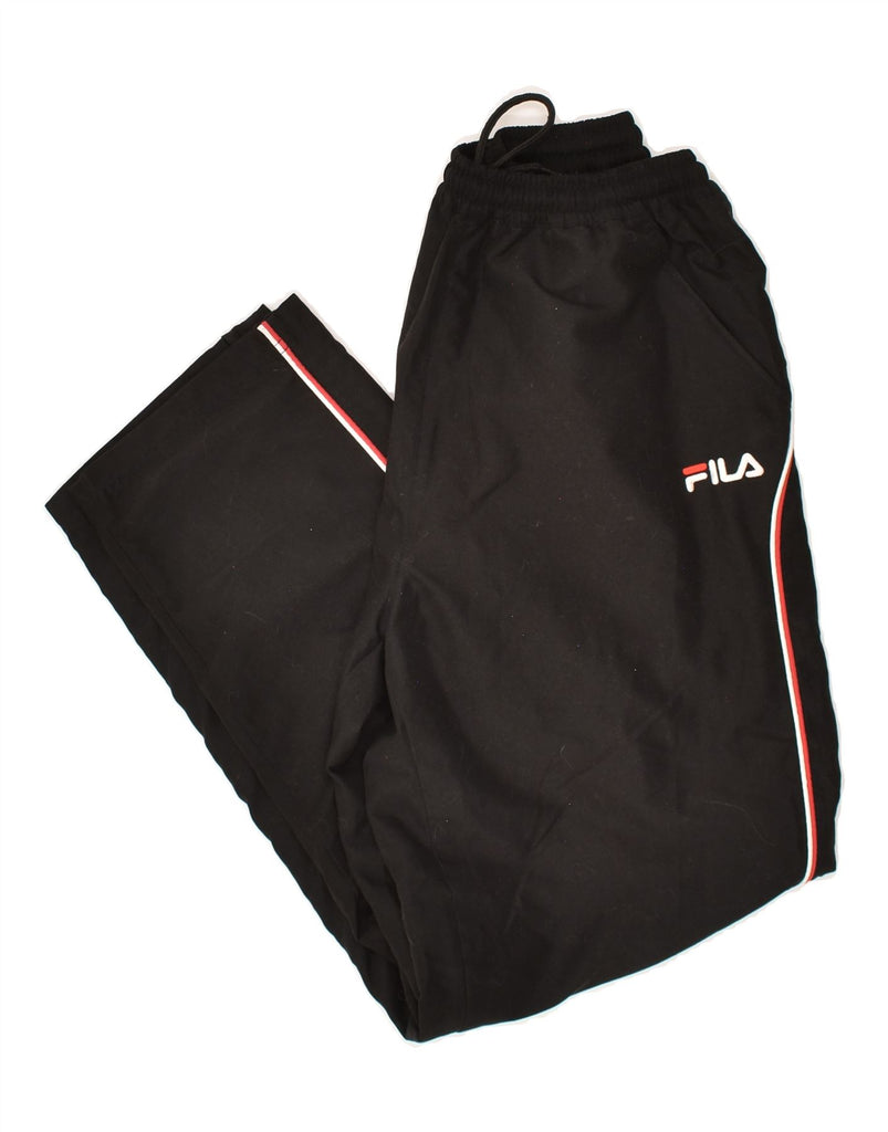 FILA Mens Graphic Tracksuit Trousers Medium Black Polyester | Vintage Fila | Thrift | Second-Hand Fila | Used Clothing | Messina Hembry 
