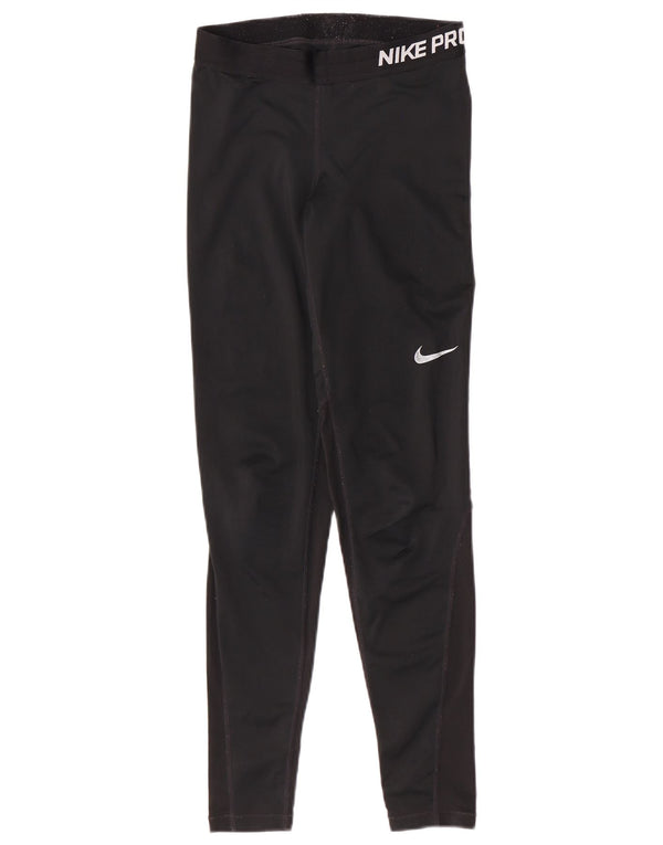 Nike Womens Dri Fit Capri Leggings UK 10 Small Black Polyester