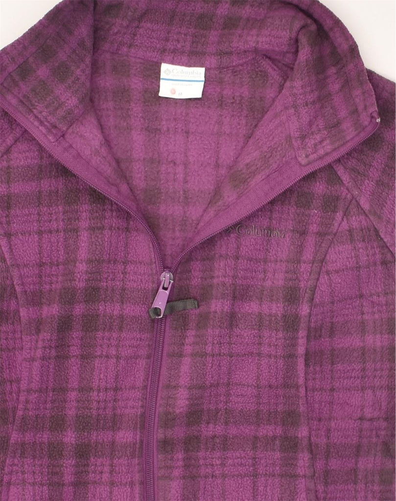 COLUMBIA Womens Fleece Jacket UK 14 Medium Purple Check Polyester | Vintage Columbia | Thrift | Second-Hand Columbia | Used Clothing | Messina Hembry 