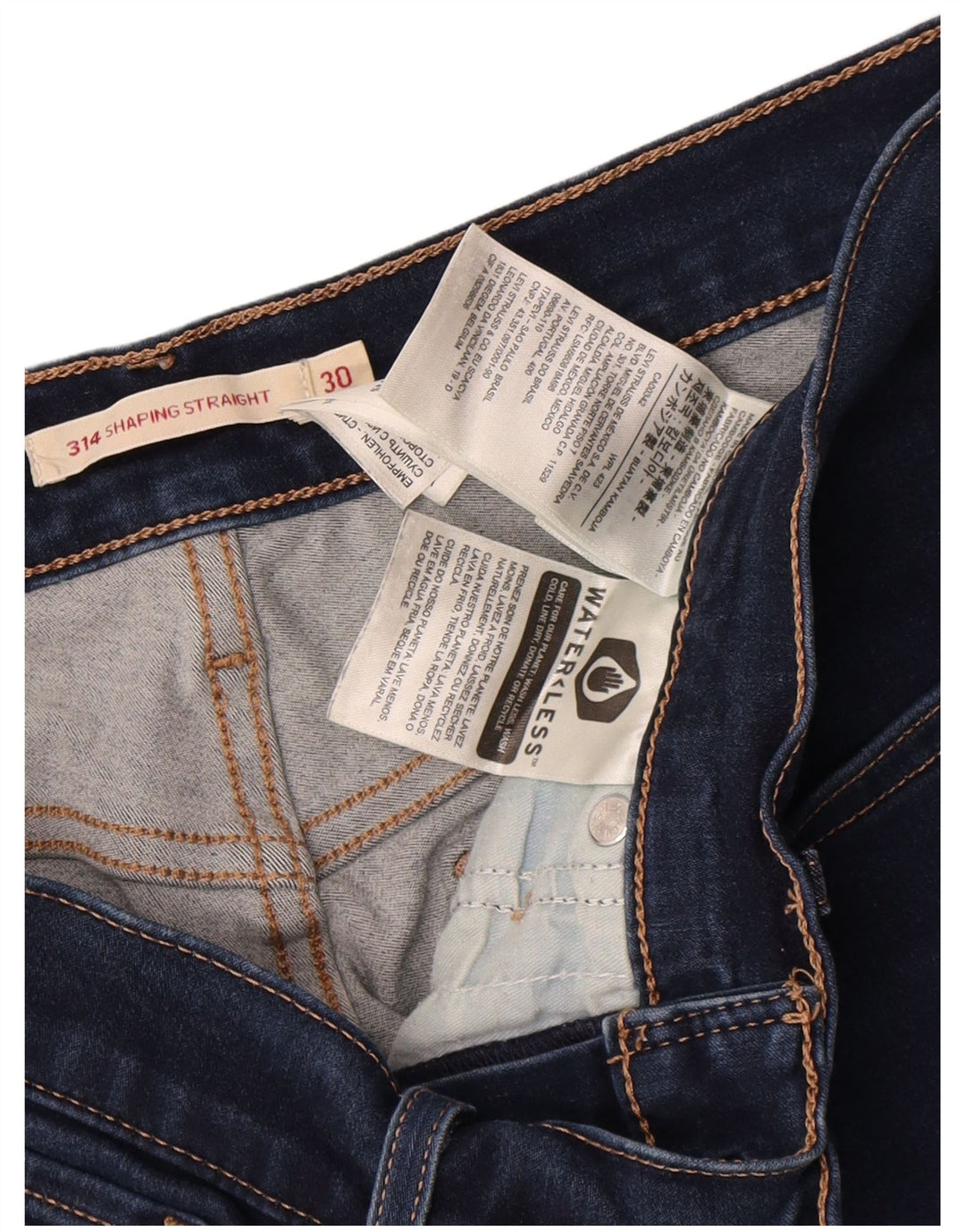 Levi's Womens 314 Shaping Straight Jeans W30 L31 Navy Blue Cotton