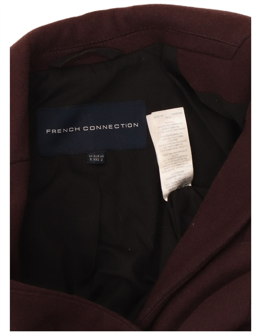 FRENCH CONNECTION Womens Open Overcoat UK 6 XS Maroon Wool