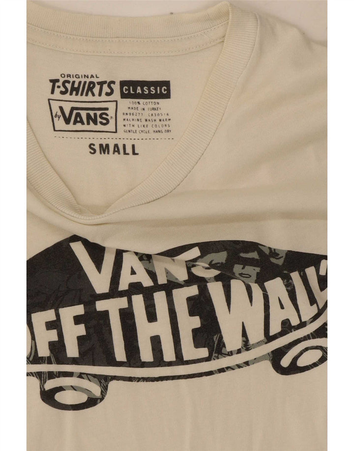 Vans Mens Classic Fit Graphic T-Shirt Top Small White Cotton