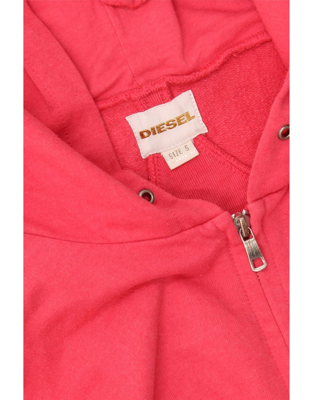 DIESEL Womens Zip Hoodie Sweater UK 10 Small Pink Polyester Vintage Diesel and Second-Hand Diesel from Messina Hembry 