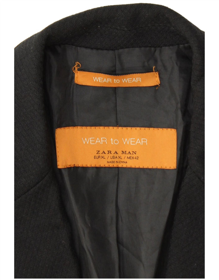 Zara Mens 2 Button Blazer Jacket UK 42 XL Black