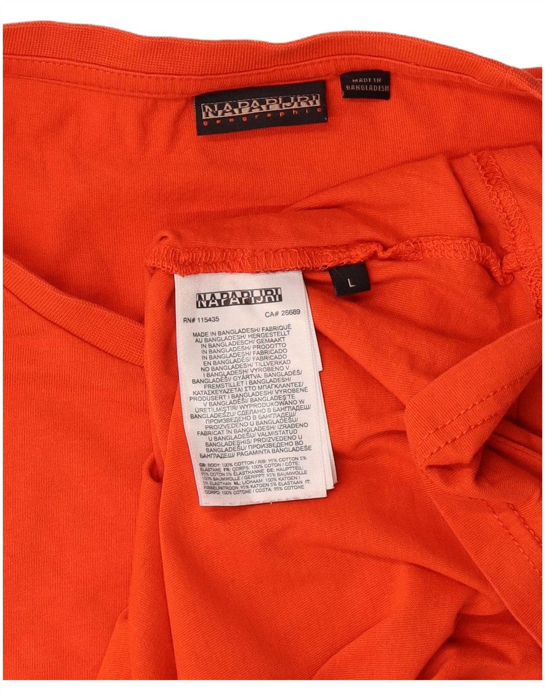NAPAPIJRI Mens T-Shirt Top Large Orange Cotton