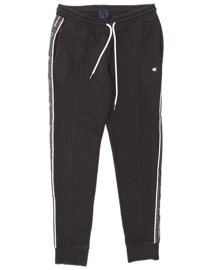 CHAMPION Mens Graphic Tracksuit Trousers Joggers Medium Black