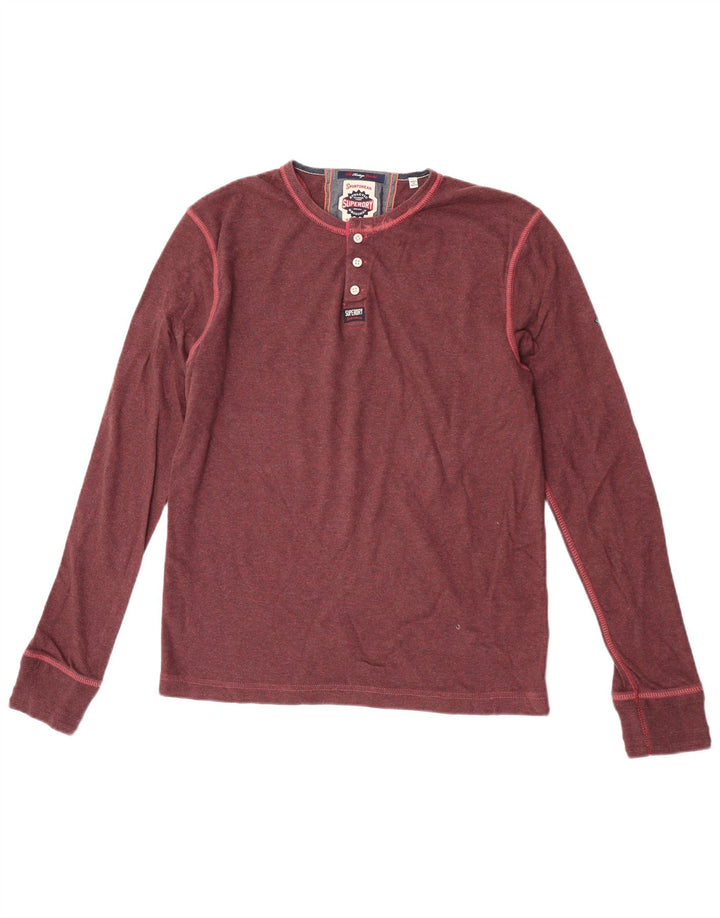 Superdry Mens Top Long Sleeve XL Maroon Cotton