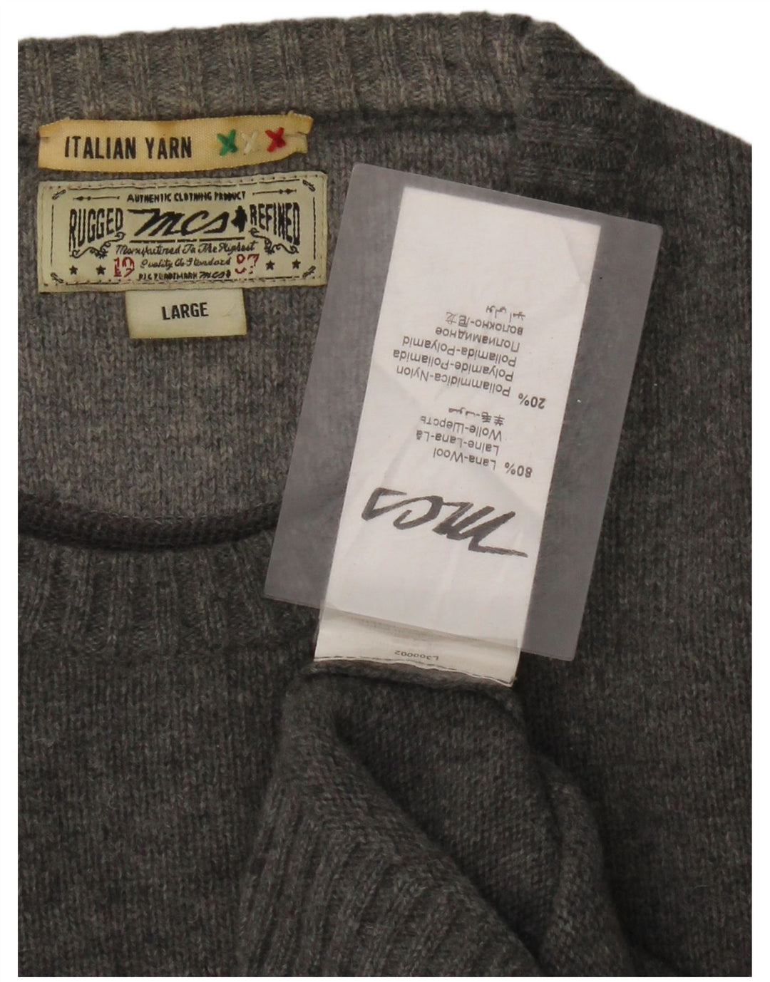 Marlboro Classics Mens Crew Neck Jumper Sweater Large Grey Wool