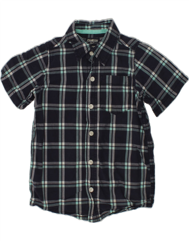 OSH KOSH Boys Short Sleeve Shirt 4-5 Years Navy Blue Check Cotton | Vintage Osh Kosh | Thrift | Second-Hand Osh Kosh | Used Clothing | Messina Hembry 