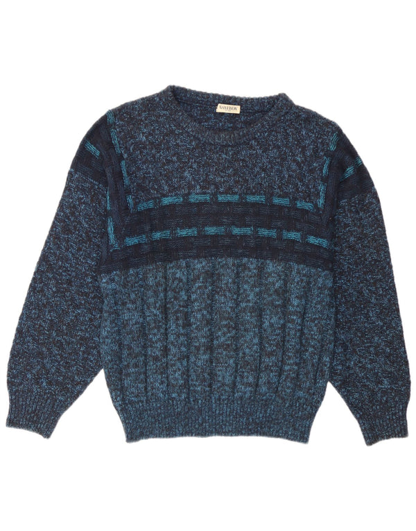 NANI BON Mens Crew Neck Jumper Sweater IT 46 Small Blue Flecked Acrylic